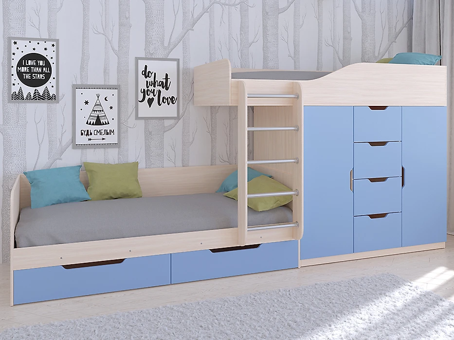 Детская кровать для девочек Астра-6 Голубой