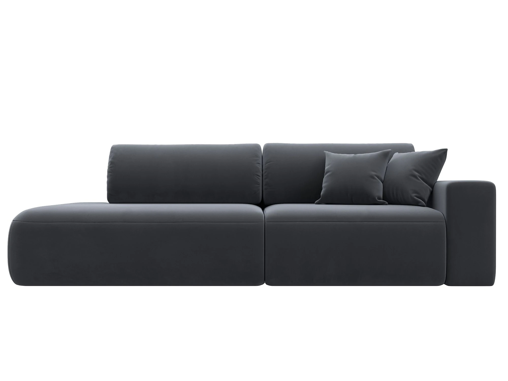 Прямой диван серого цвета Лига-036 Модерн Плюш Дизайн 6