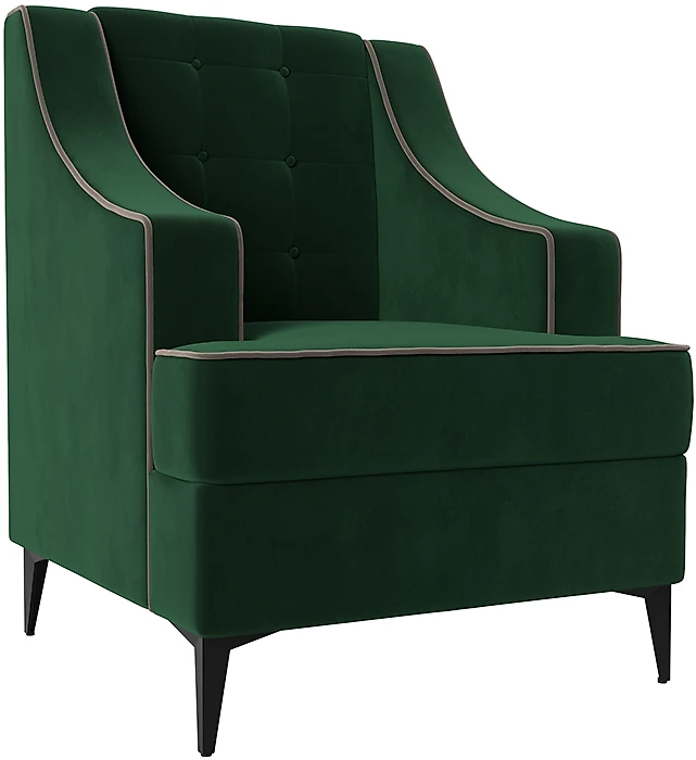 Кресло с подлокотниками Марк Велюр Зеленый-Коричневый