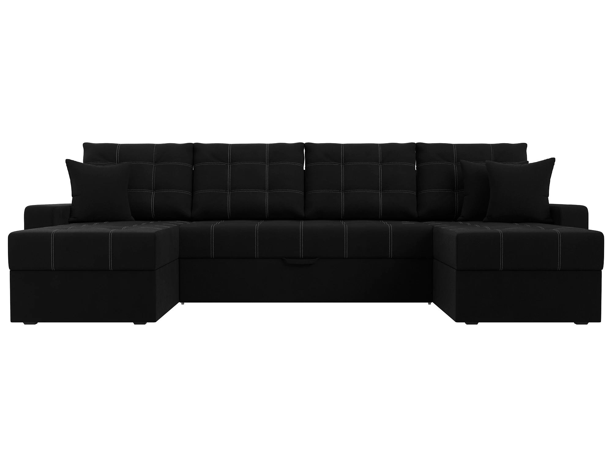  угловой диван с оттоманкой Ливерпуль-П Вельвет Блэк