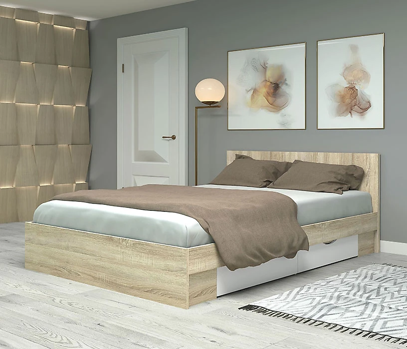 односпальная светлая кровать Фреш КРФР-3-Я-1400 Дизайн-3