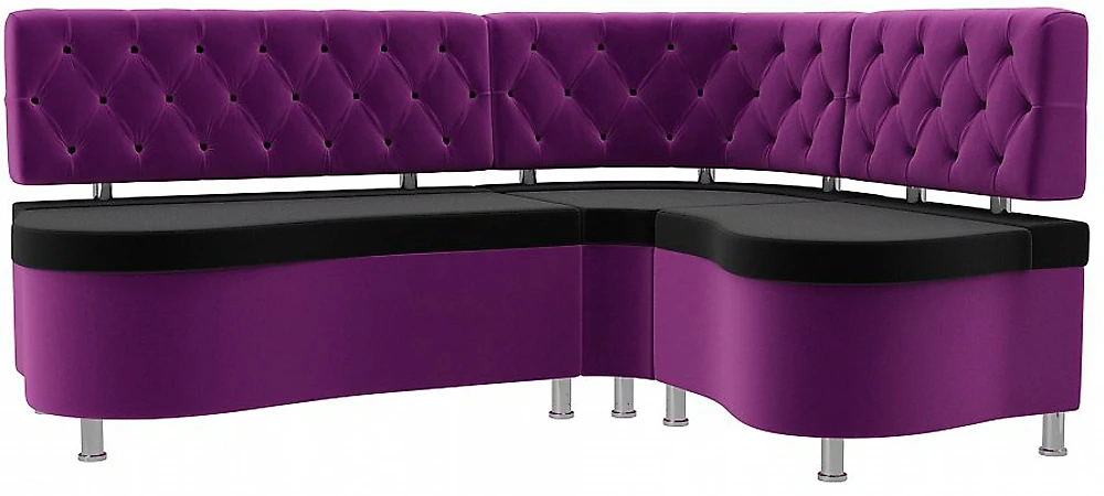 Двухместный диван на кухню Вегас Вельвет Блэк Фиолет угловой