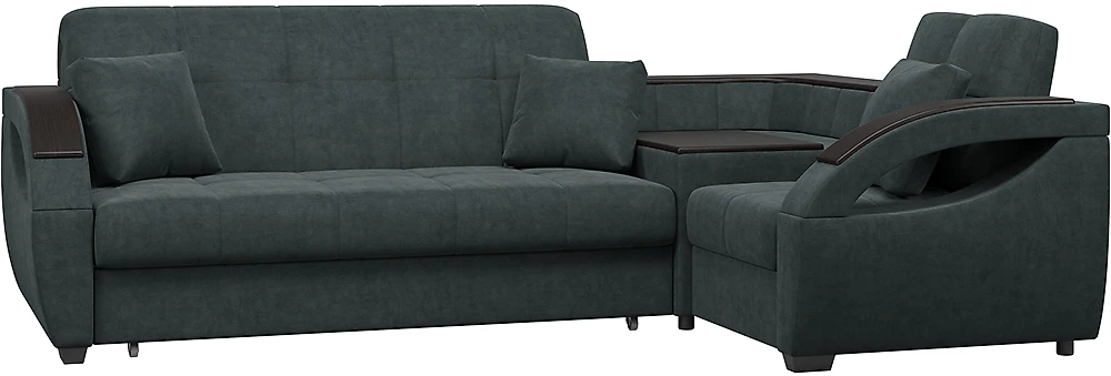 угловой диван с металлическим каркасом Монреаль-160 Плюш Графит