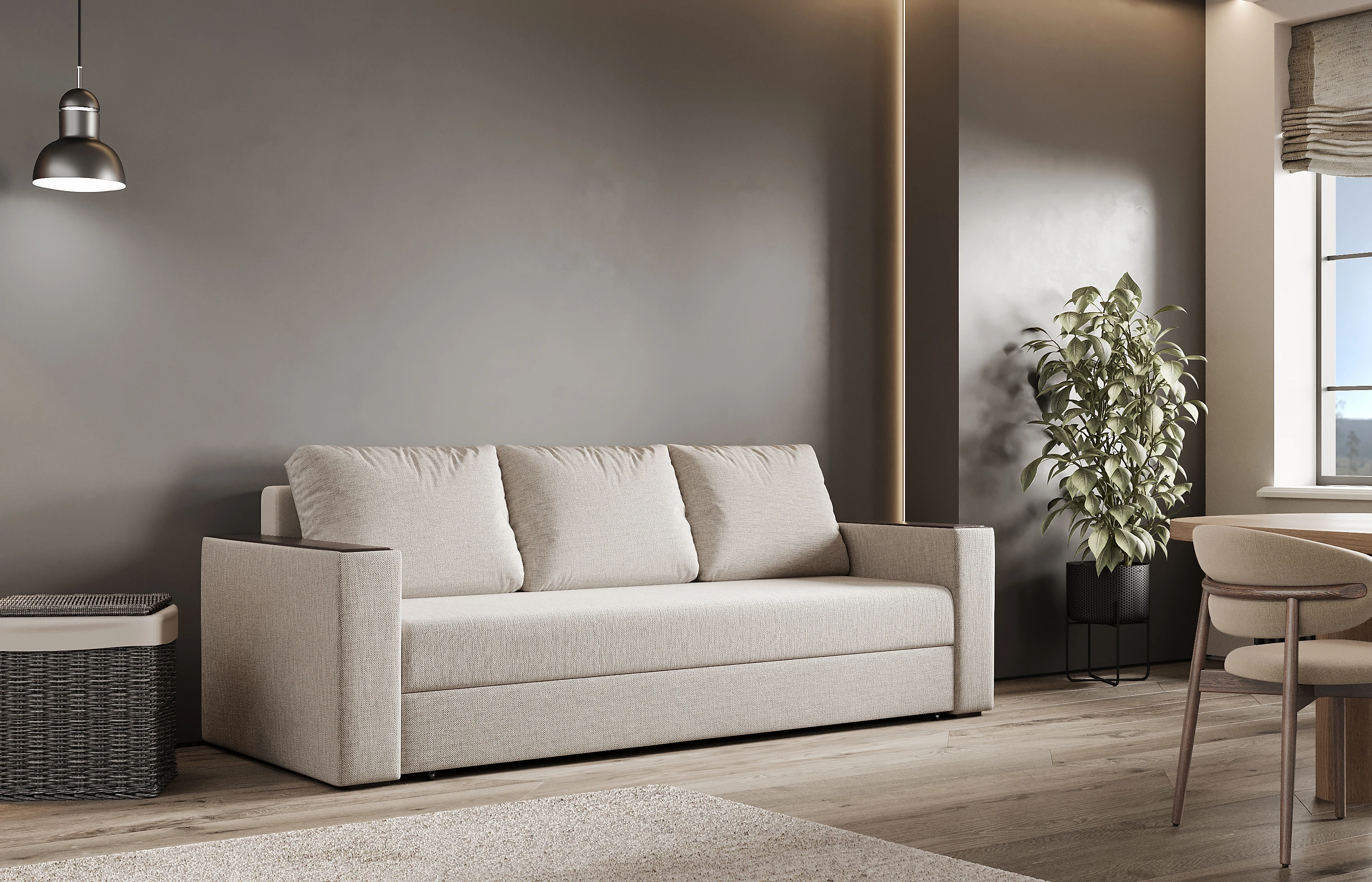 диван для гостиной Атланта с деревянными подлокотниками Дизайн-2