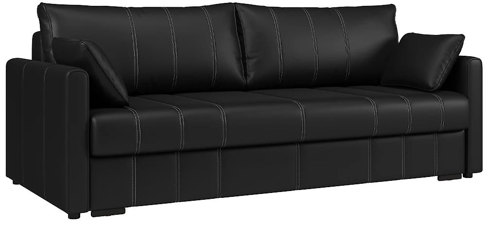 Черный диван еврокнижка Риммини Дизайн 2 кожаный