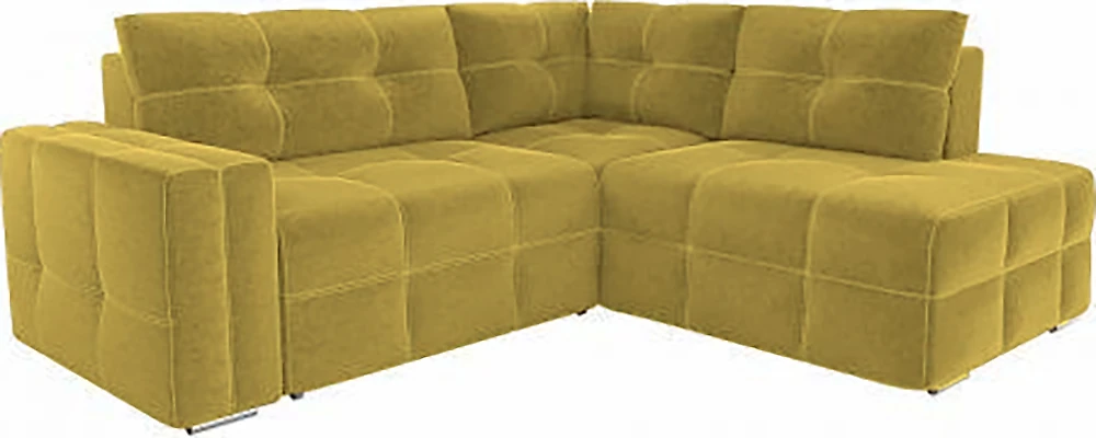 Угловой диван с независимым пружинным блоком Леос Плюш Мастард