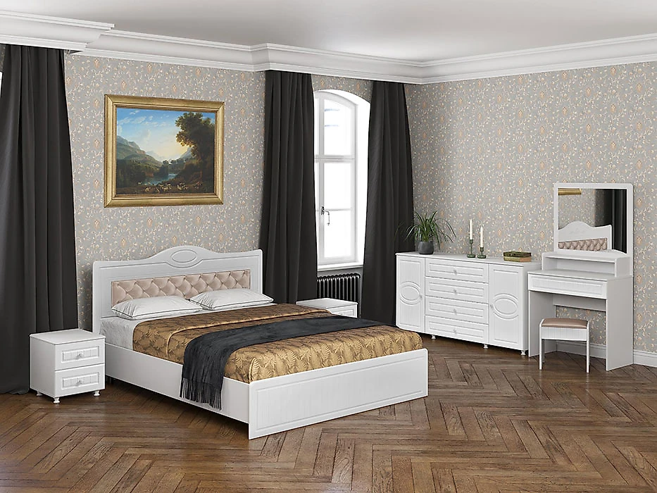 Современный спальный гарнитур Монако-5 с мягкой спинкой