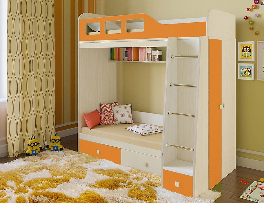 Детская кровать с ящиками для хранения Астра-3 Оранжевый