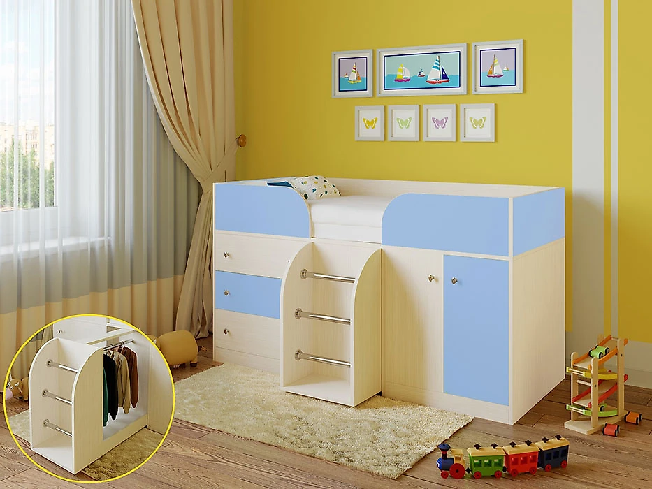 Детская кровать для мальчика Астра-5 Голубой