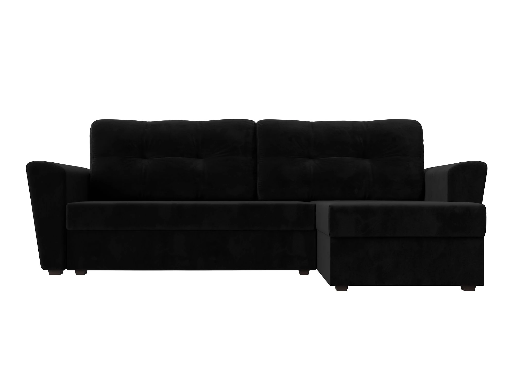 Чёрный угловой диван Амстердам Лайт Плюш Дизайн 8