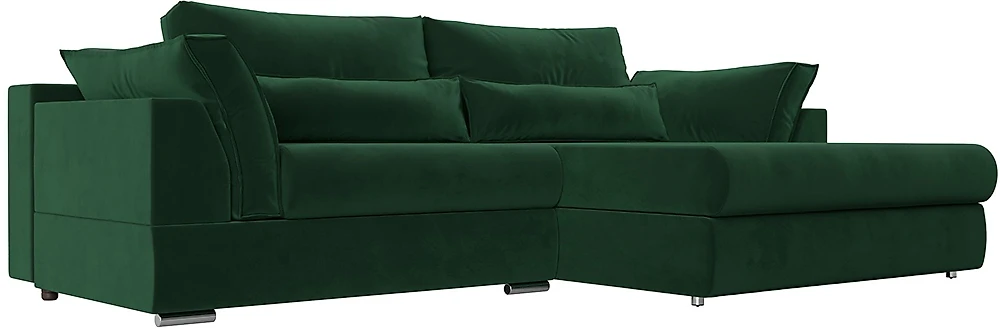 Угловой диван с независимым пружинным блоком Пекин Велюр Грин