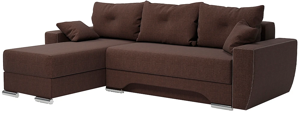 Угловой диван с ящиком для белья Еврошаг Шоколад левый