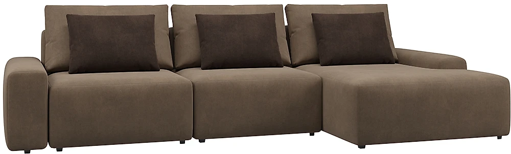  угловой диван с оттоманкой Гунер-2 Плюш Хазел