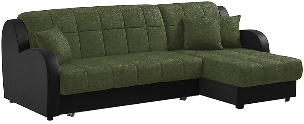 угловой диван с металлическим каркасом Барон Плюш Грин