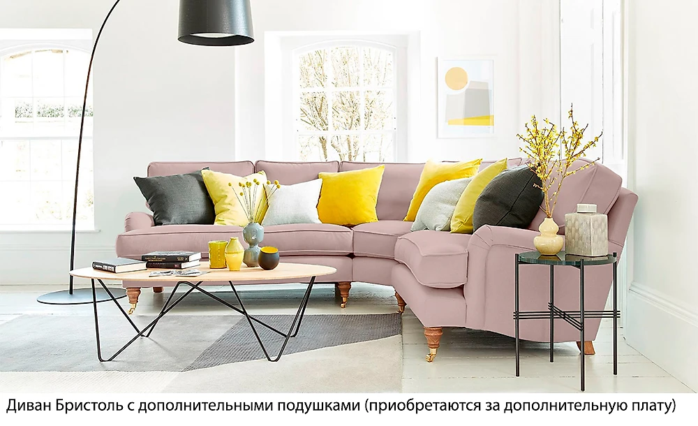 Угловой диван розовый Бристоль Пинк
