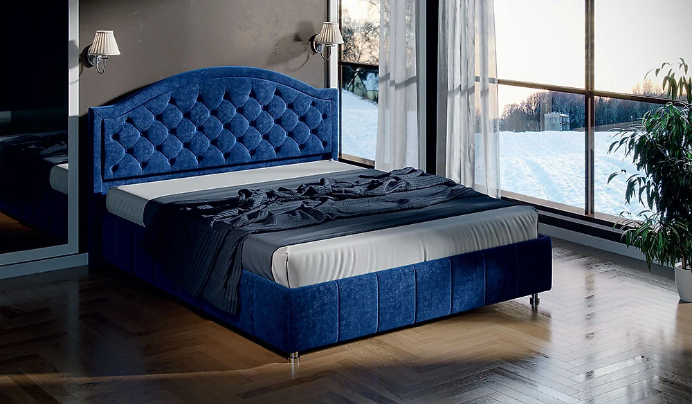 кровать в стиле минимализм 295 Синяя
