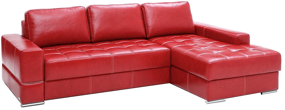 Угловой диван для ежедневного сна Матео Ред кожаный