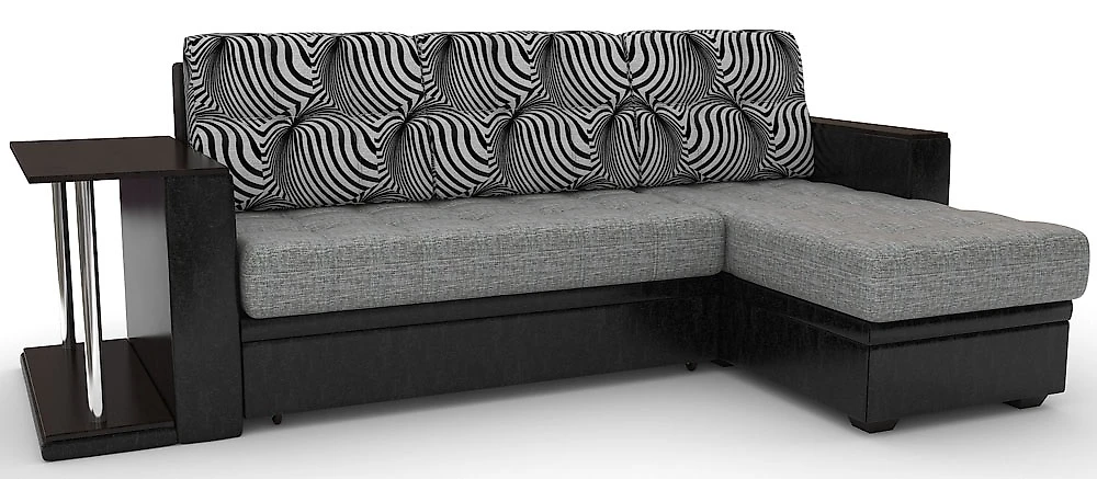 Угловой диван с баром Атланта-эконом Изи Блэк со столиком