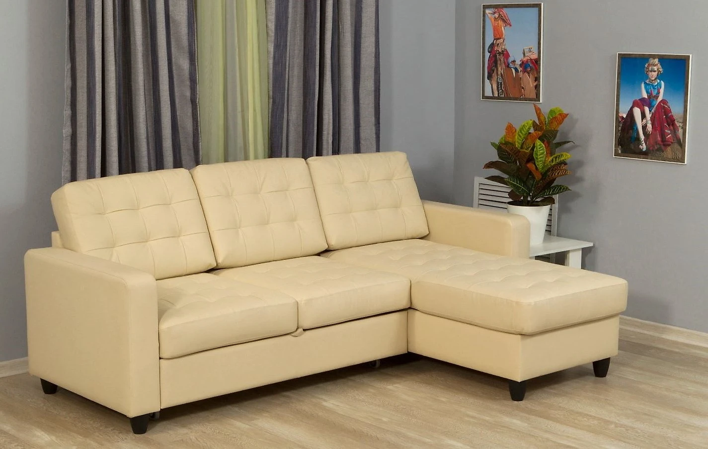 Угловой диван для ежедневного сна кожаный Камелот Дизайн 1