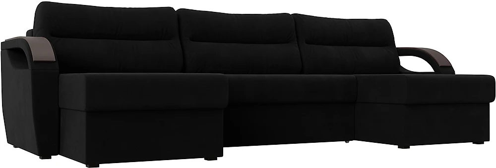 Угловой диван с подушками Форсайт Вельвет Блэк