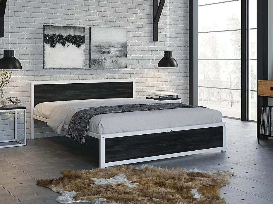 кровать в стиле минимализм Титан Лофт-160 без ящиков Северное Дерево темное Б