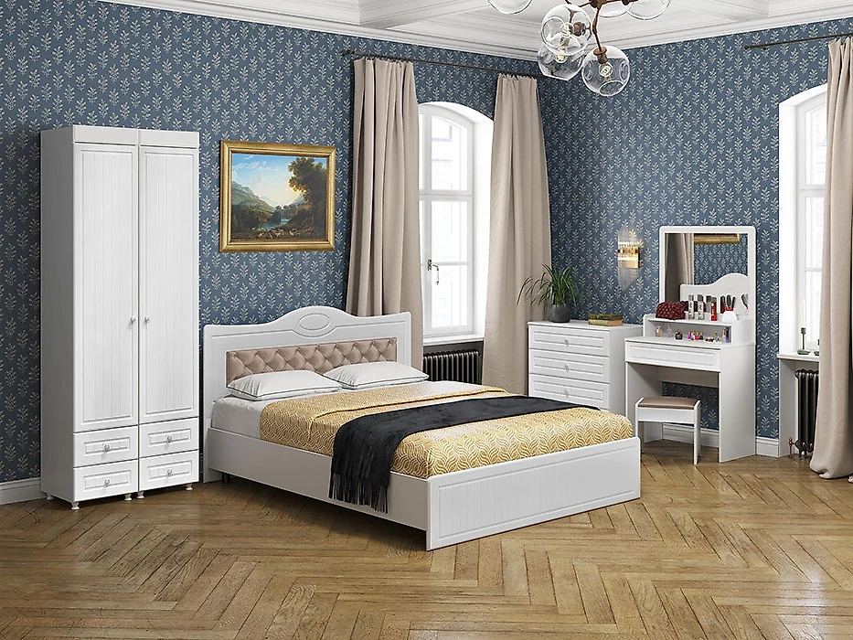 Двухцветный спальный гарнитур Монако-2 с мягкой спинкой