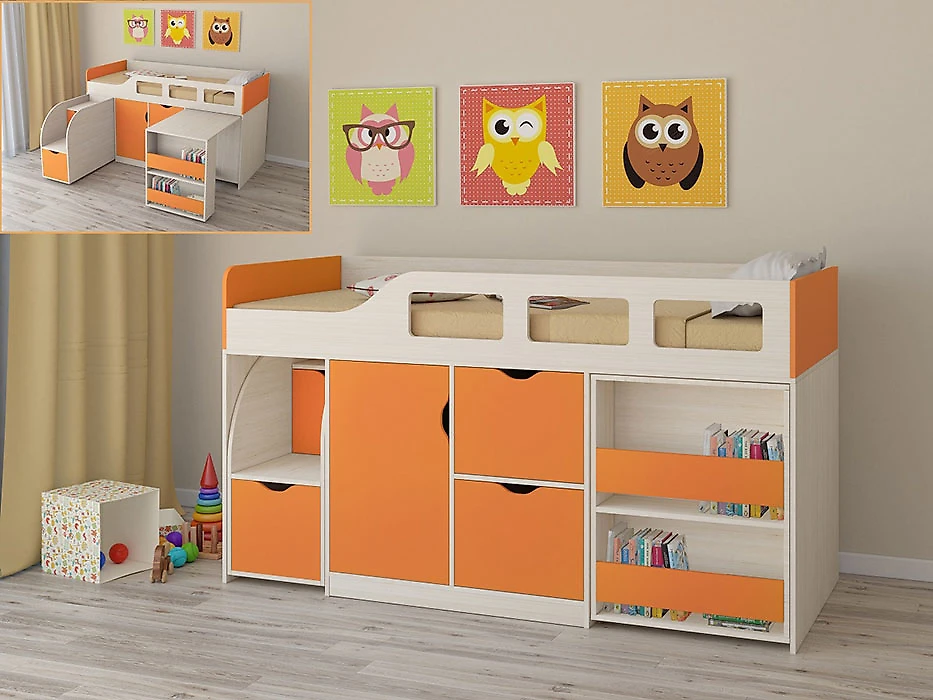 Детская кровать для мальчика Астра-8 Оранжевый