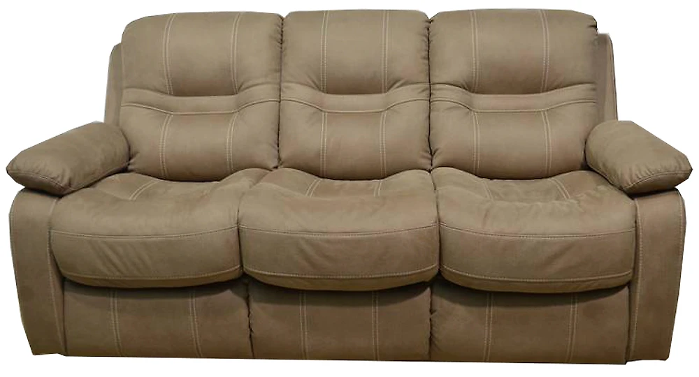 Коричневый диван Камелия 3-х местный кожаный