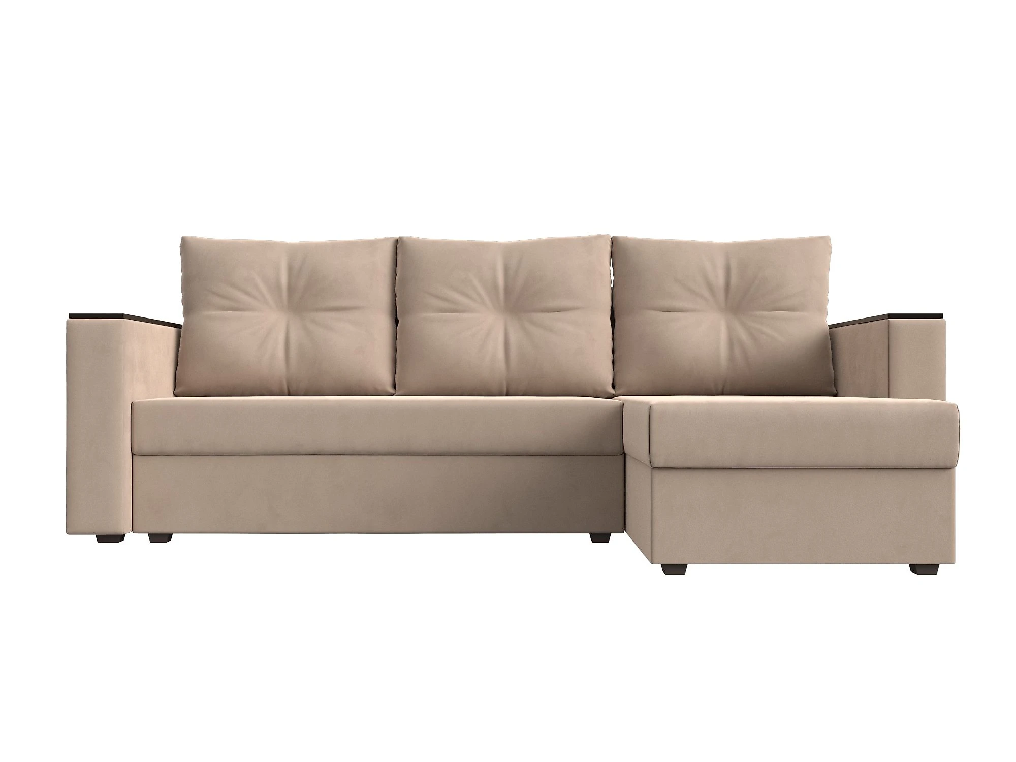 Угловой диван с правым углом Атланта Лайт Плюш без стола Дизайн 1