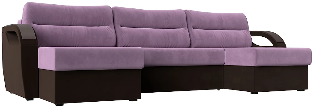 Угловой диван с подушками Форсайт Вельвет Лилак-Браун