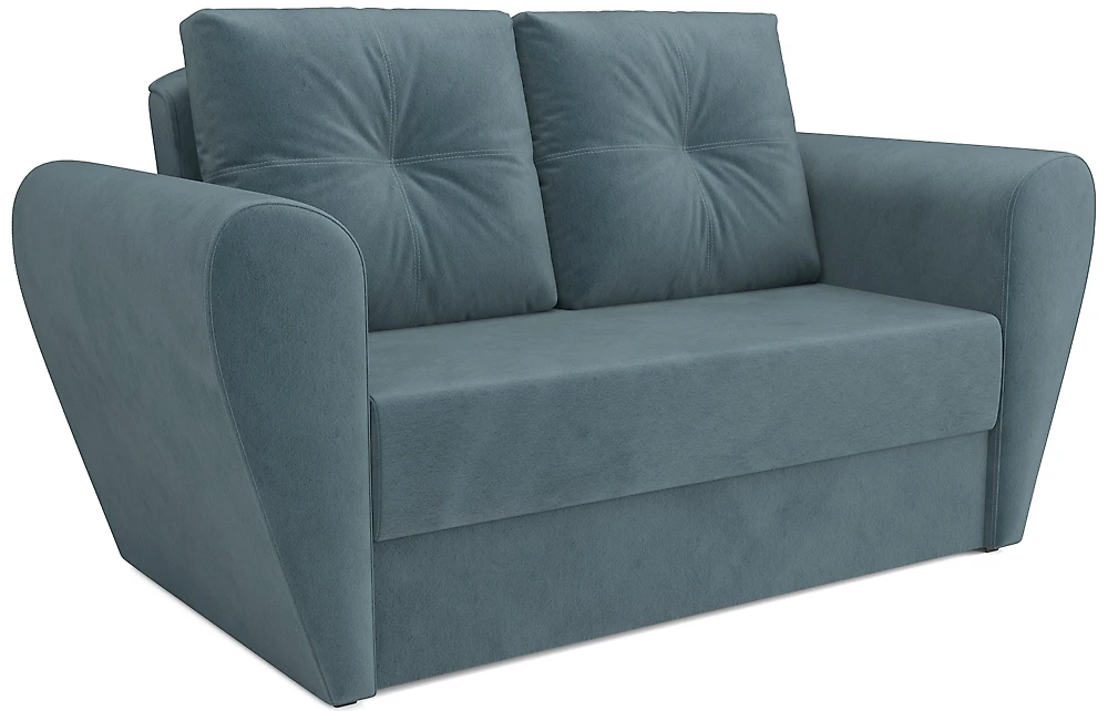 Выкатной диван с ящиком для белья Квартет Велюр Серо-Синий