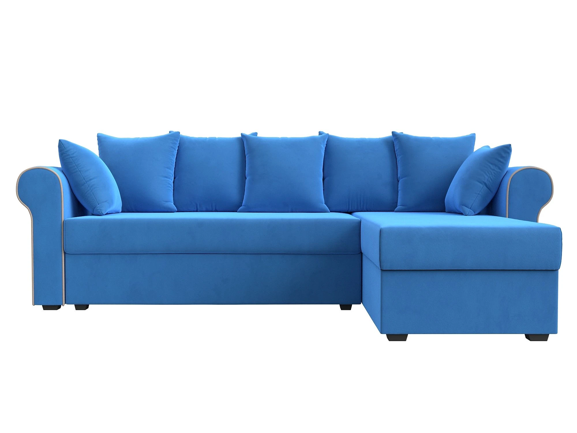 Угловой диван голубой Рейн Плюш Дизайн 3
