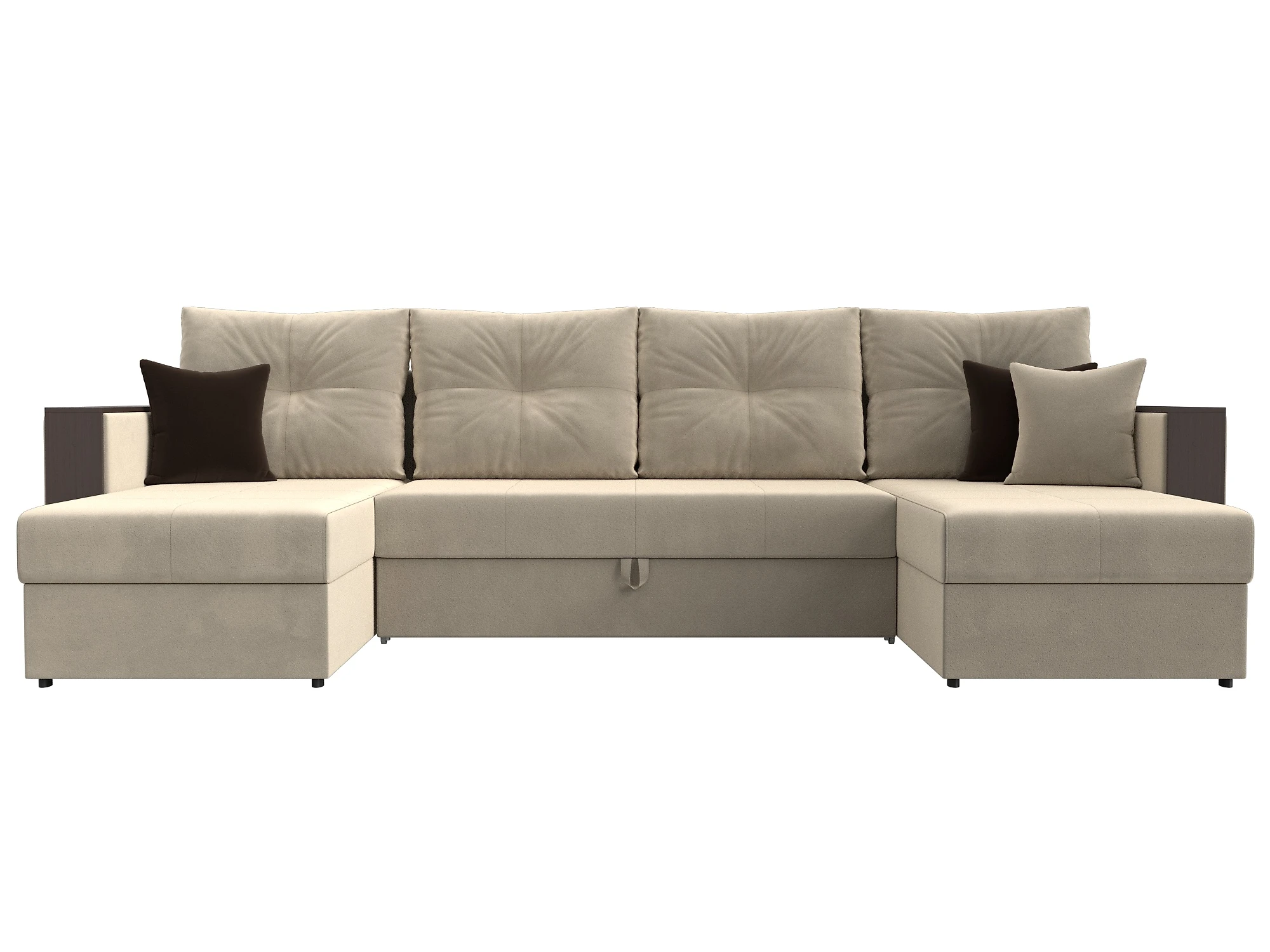 Бежевый угловой диван Валенсия-П Дизайн 1