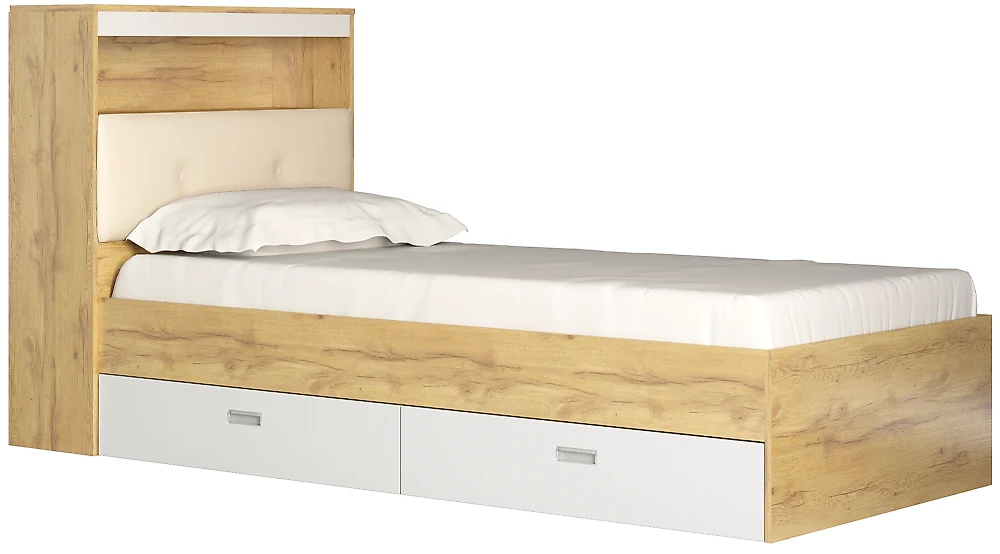 Кровать с мягкой спинкой Виктория-3-90 Дизайн-1