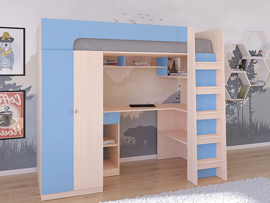 кровать в стиле минимализм Астра-10 Голубой