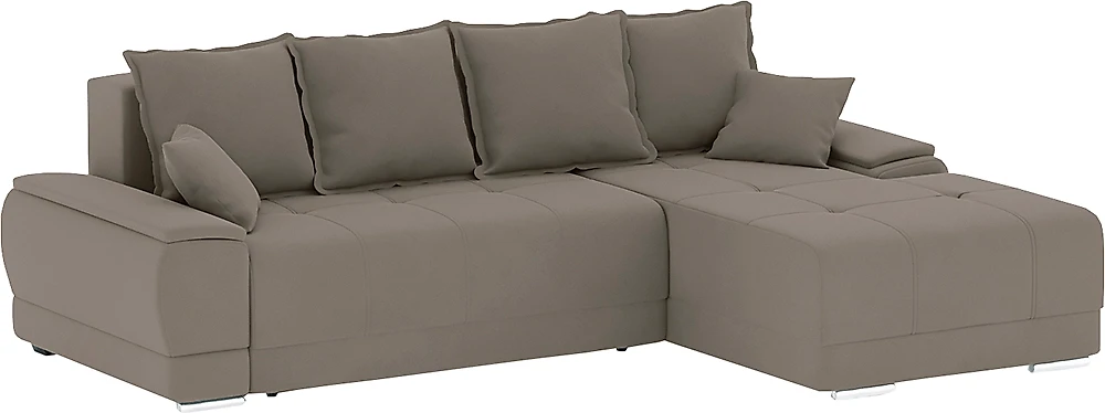 Угловой диван с независимым пружинным блоком Nordviks Мини (Модерн) Плюш Лайт Браун