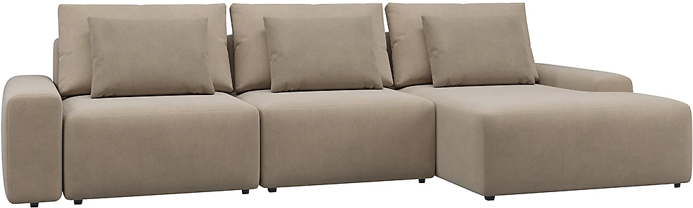  угловой диван с оттоманкой Гунер-2 Плюш Мокко