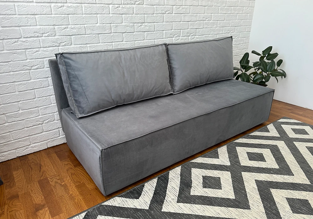 Прямой диван серого цвета Лофт (мини) Лайт Грей