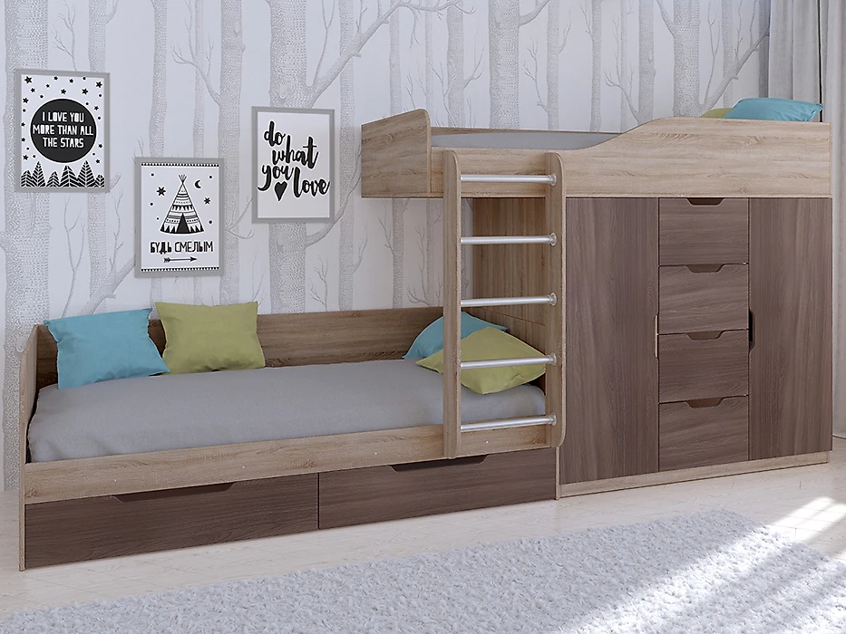 детская двухэтажная кровать Астра-6 Сонома/Шамони