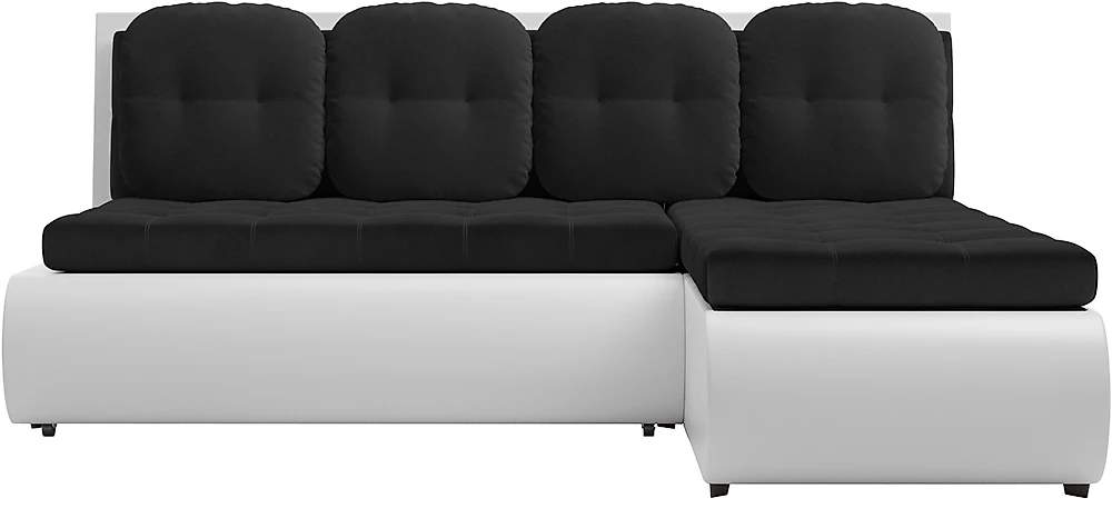 Угловой диван из комбинированного материала Кормак Велюр Микс Блэк