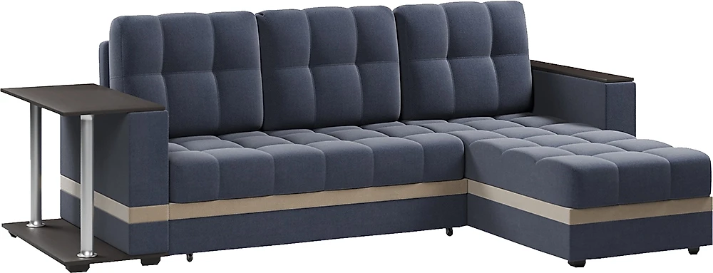 Угловой диван с тумбой Атланта Классик Блу со столиком