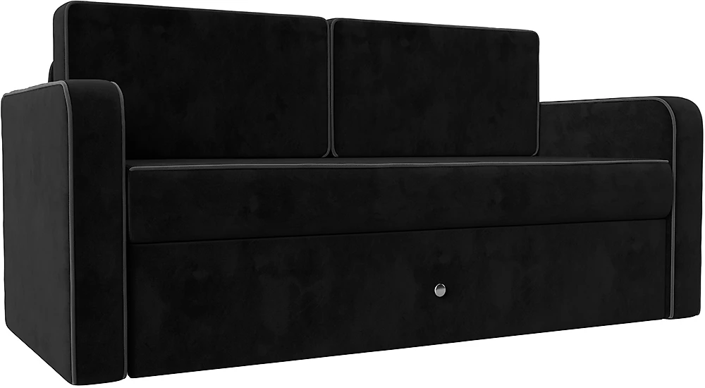 Выкатной диван 150 см Смарт Велюр Черный-Серый