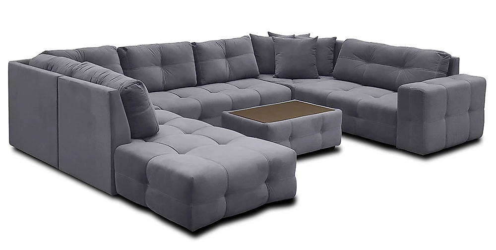  угловой диван с оттоманкой Спилберг-3 Плюш Графит