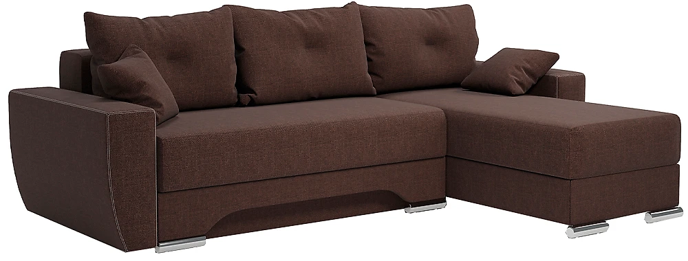 Угловой диван с ящиком для белья Еврошаг Шоколад правый