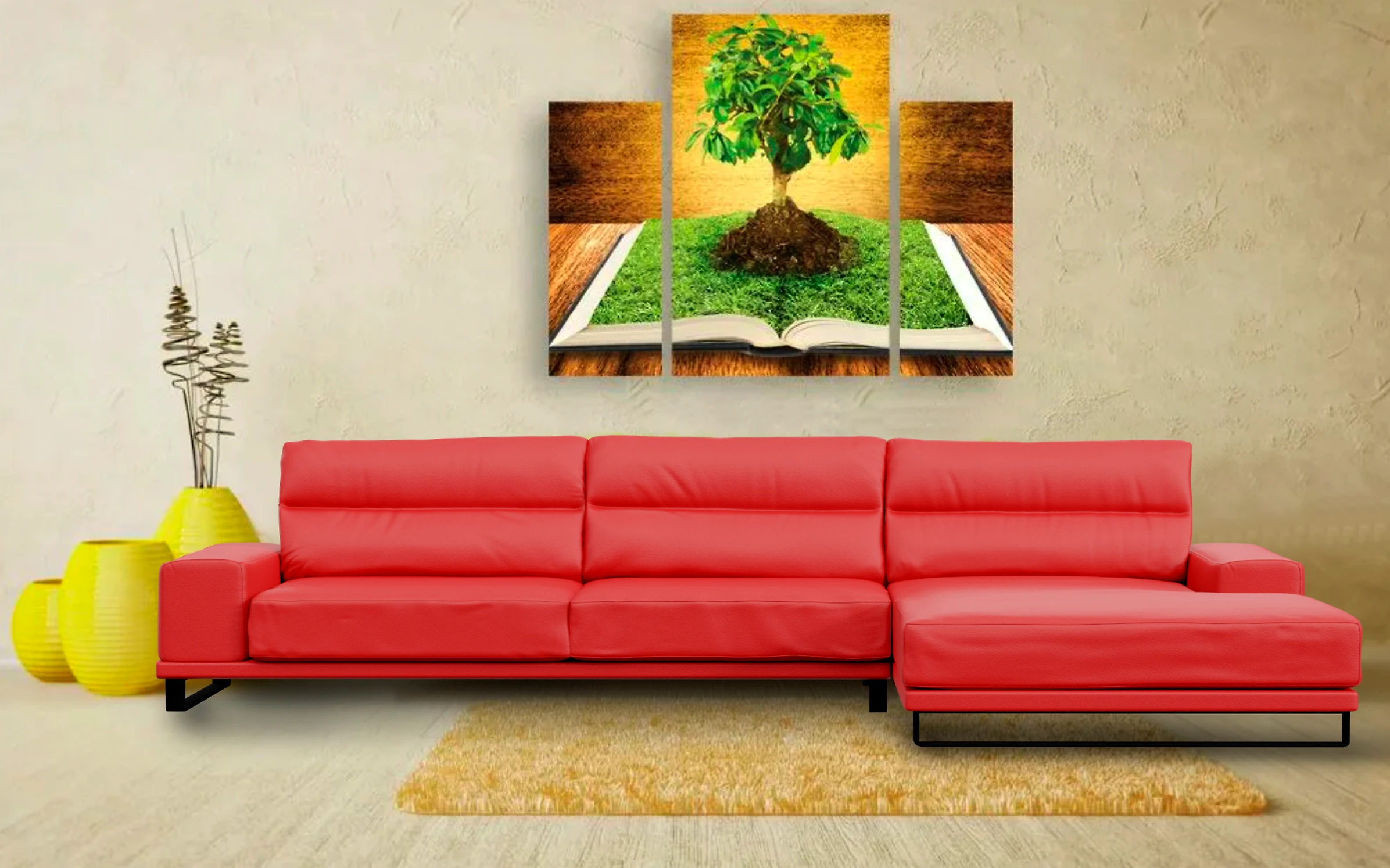 Г-образный диван кожаный Рипозо Ред