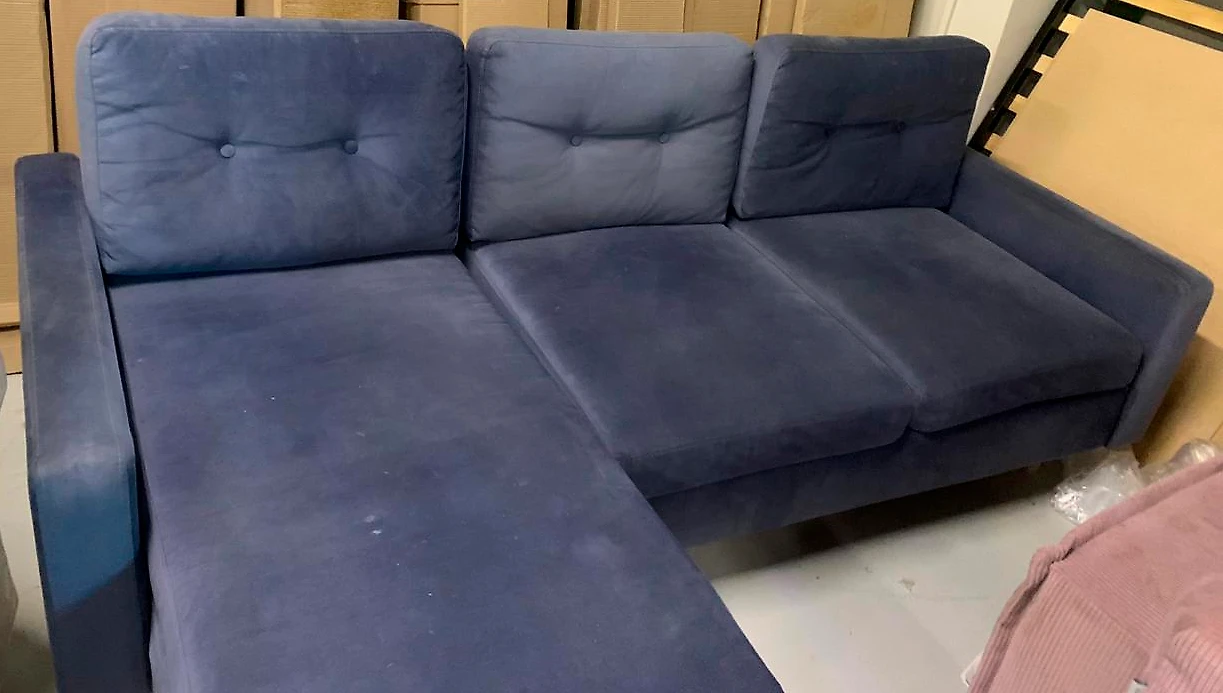 Синий угловой диван Динс Velvet Navy Blue арт. 02001396460