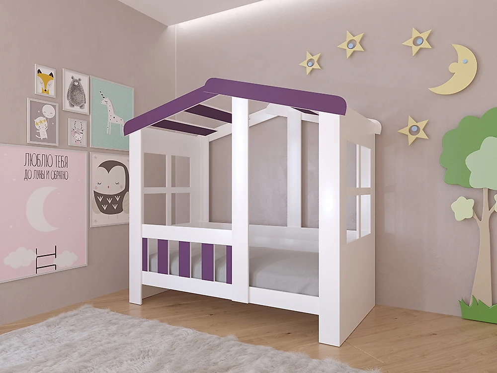 Небольшая кровать Астра Домик Фиолетовый