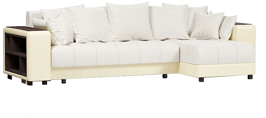 Угловой диван с ящиком в подлокотниках Дубай Вайт