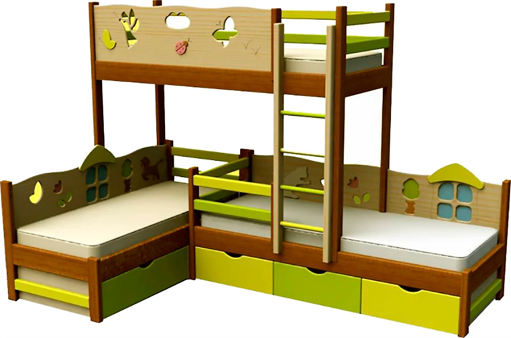 Детская кровать с ящиками для хранения Домик