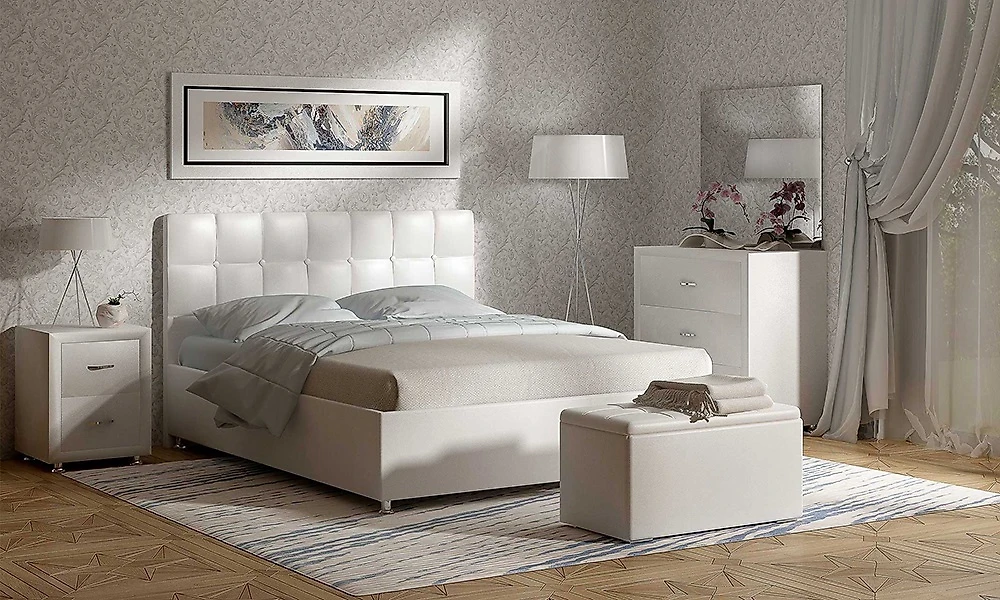 белая кровать Tivoli-1 - Афина (Эмбер) 160х200 с матрасом